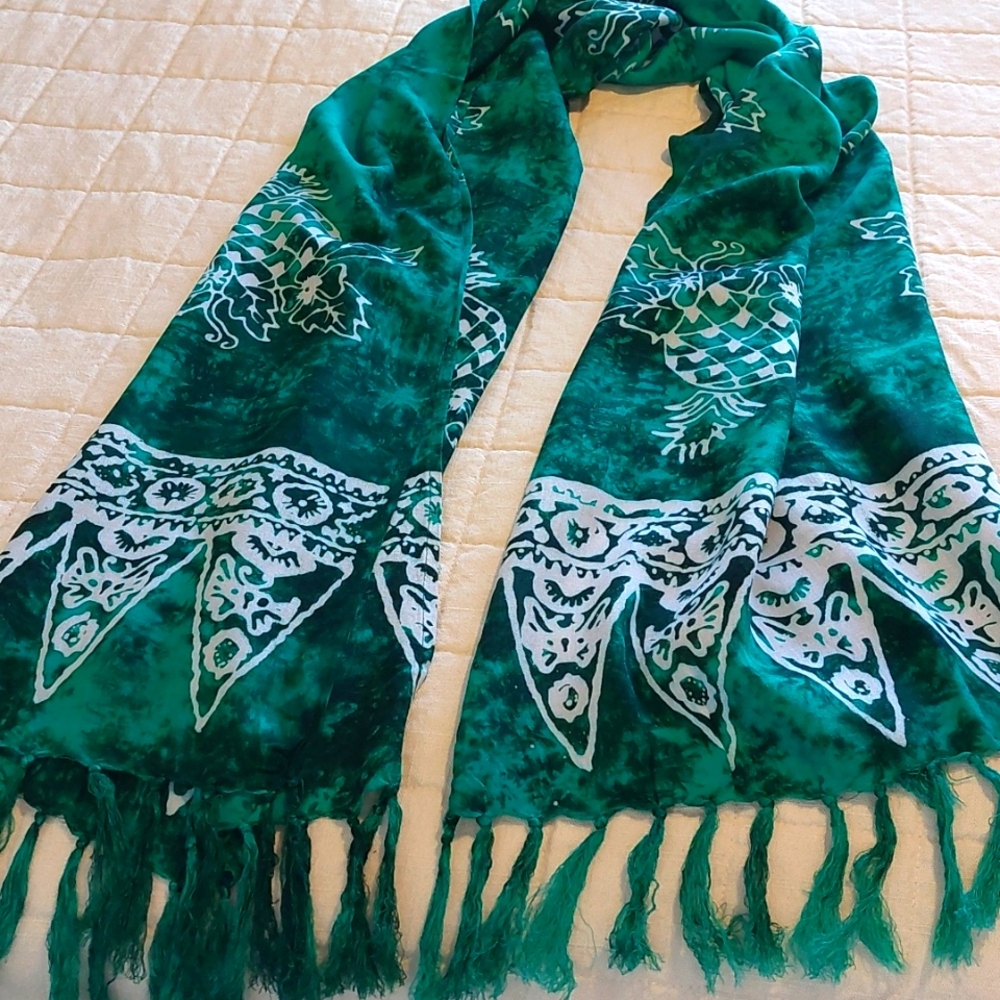 Green Batik Sarong With Pineapple Print